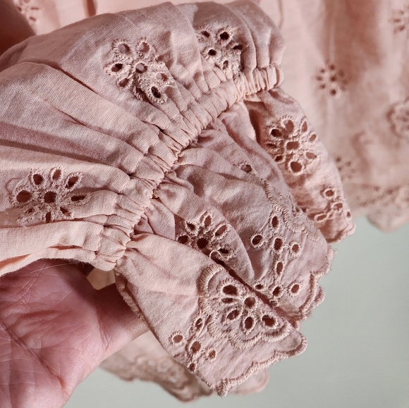 Othilia Anthropologie Women's Pink Eyelet Blouse - Picture 3 of 7